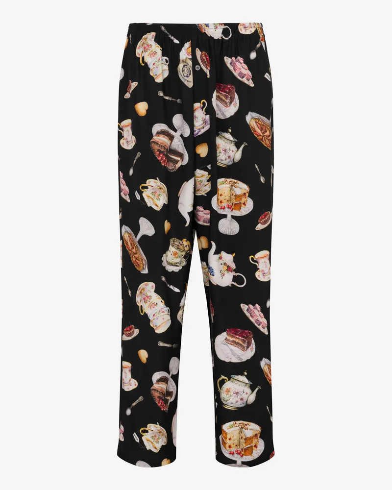 Moschino Bedruckte Satinhose - Schwarz Schwarz