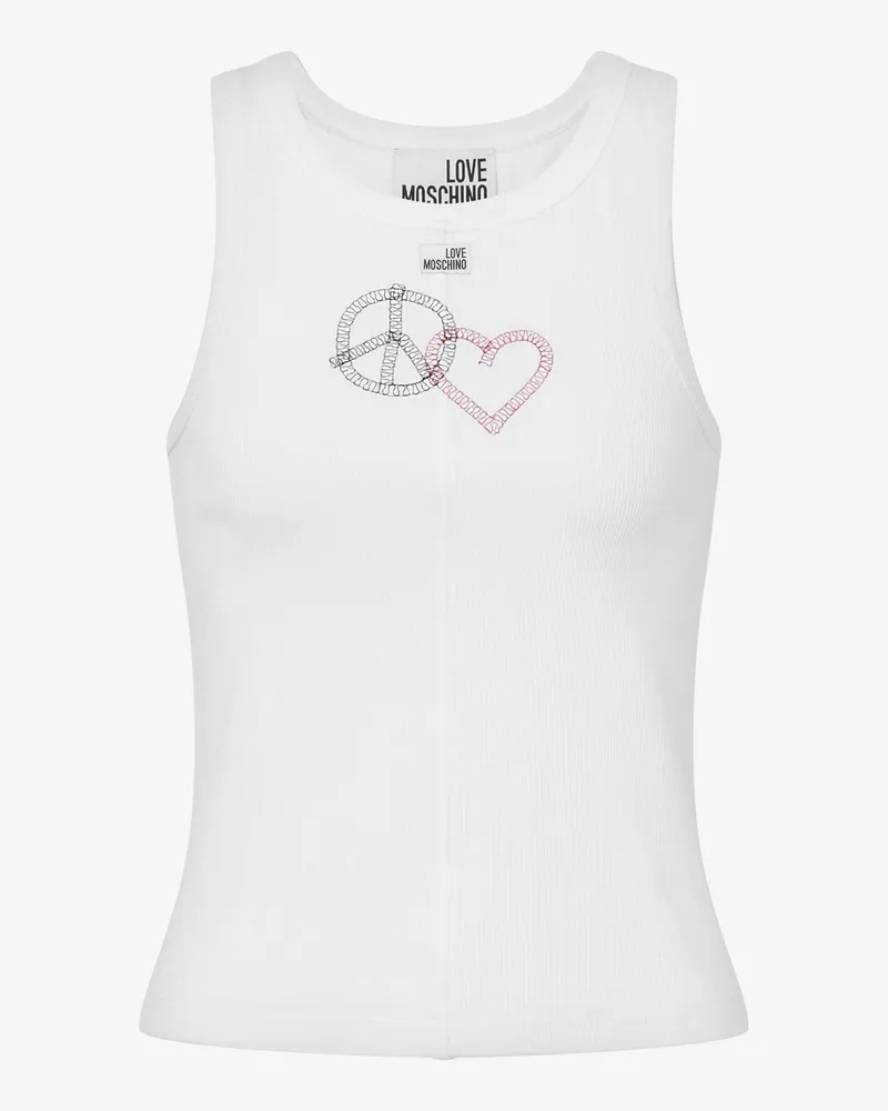Moschino Besticktes Top aus Stretch-Baumwolle - Weiß Weiß