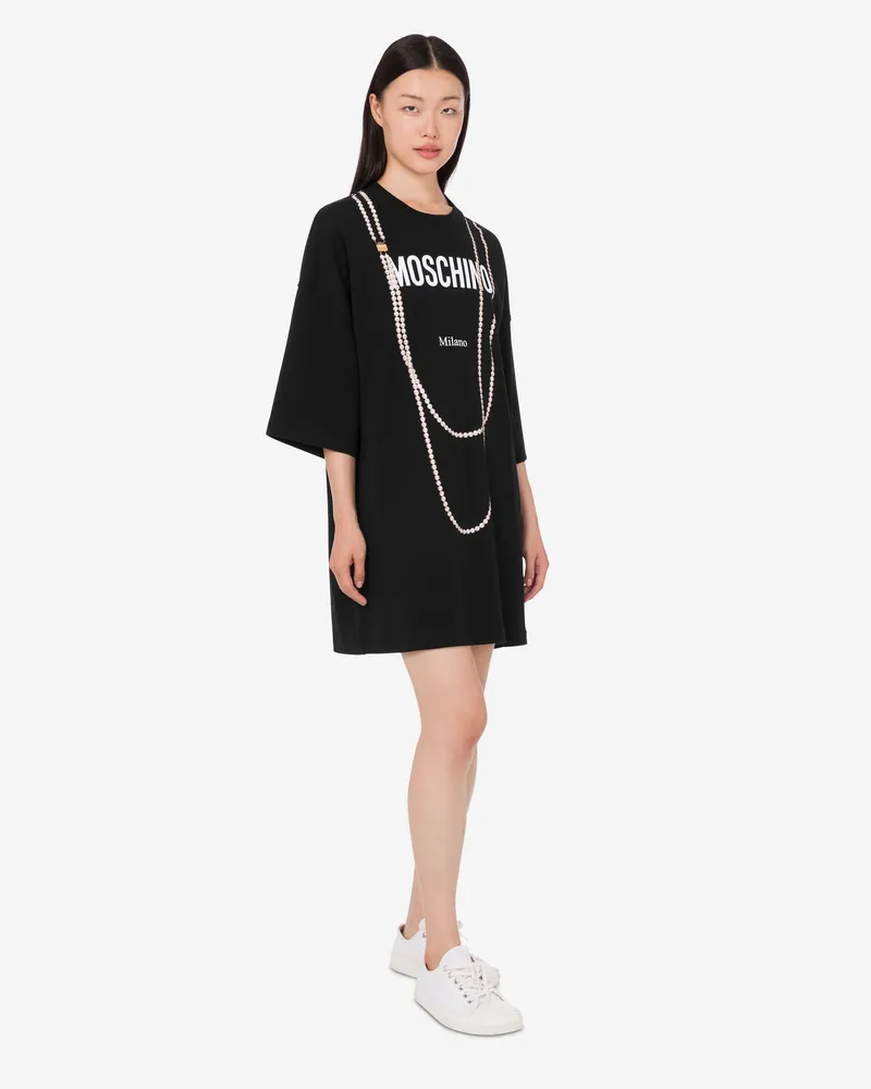 Moschino Bedrucktes Kleid aus schwerer Baumwolle - Schwarz Schwarz