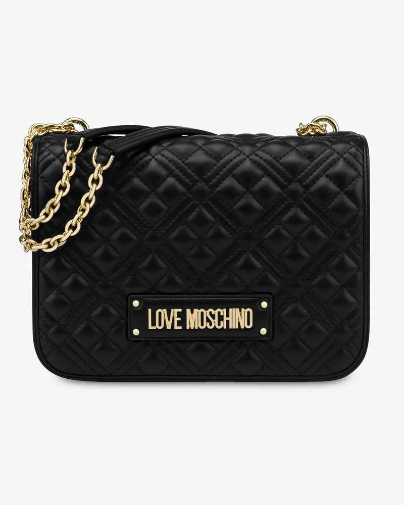 Moschino Umhängetasche mit glänzender Steppung - Schwarz Schwarz