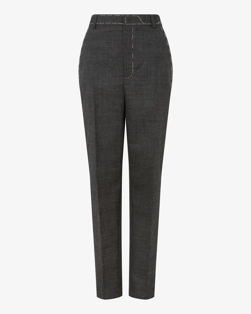 Moschino Bestickte Leinenhose aus Wolle - Grau Grau