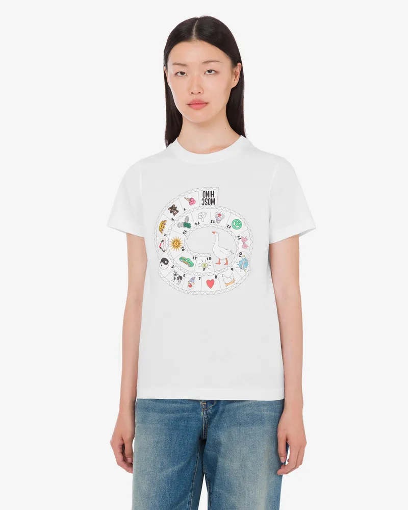 Moschino Bedrucktes T-Shirt aus Bio-Baumwolljersey - Weiß Weiß
