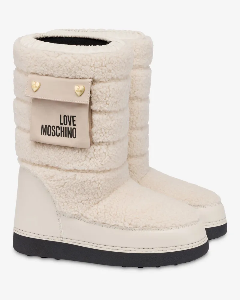 Moschino Gesteppte Schneestiefel aus weichem Stoff - Weiß Weiß