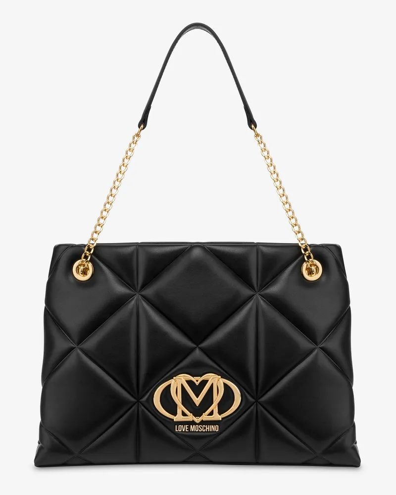 Moschino Gestepptes Shopper Bag Embossed - Schwarz Schwarz