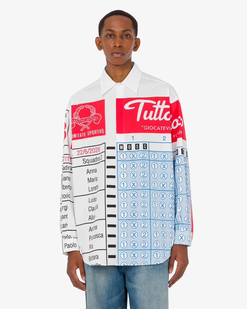 Moschino Bedrucktes Hemd aus Baumwollpopeline - Weiß Weiß