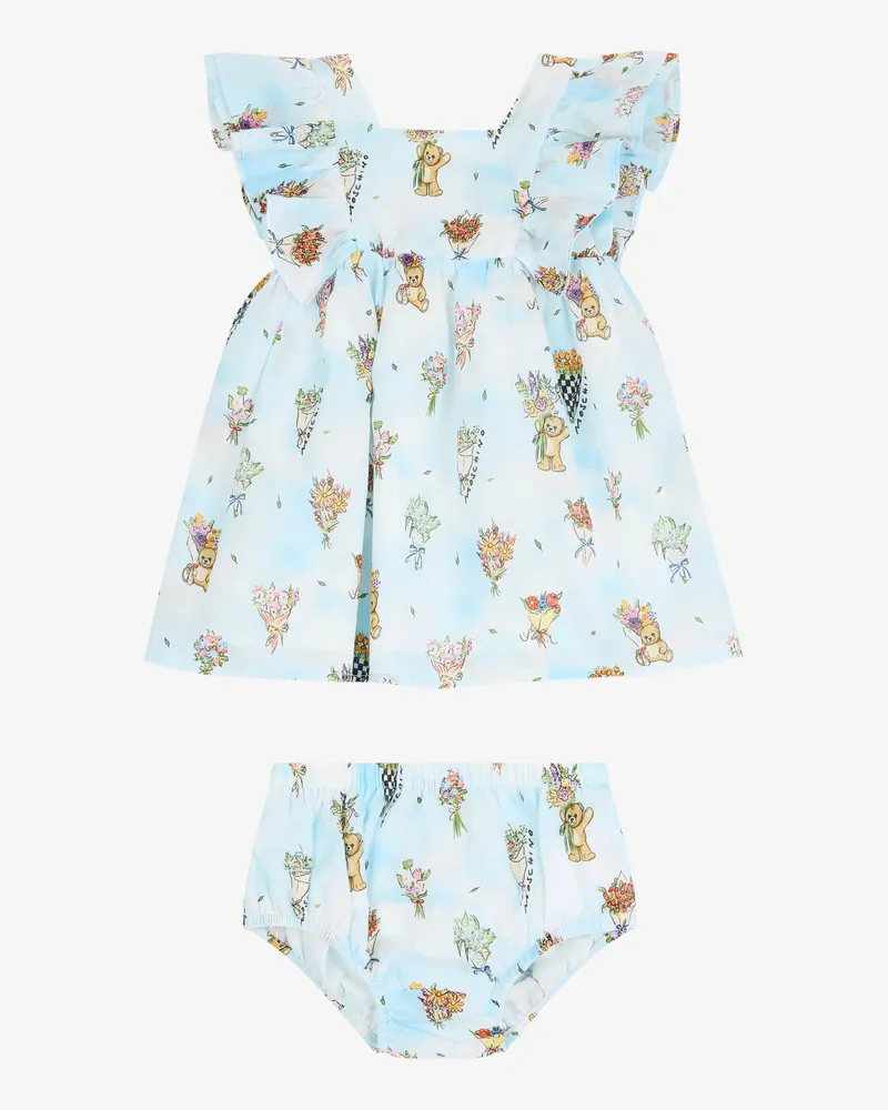 Moschino Set aus Kleid und Slip aus bedrucktem Baumwollvoile - Blau Blau