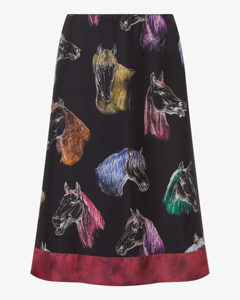 Moschino Rock aus bedrucktem Seidentwill - Schwarz Schwarz