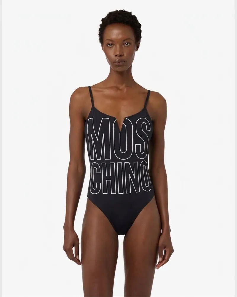 Moschino Bedruckter Badeanzug aus Lycra - Schwarz Schwarz