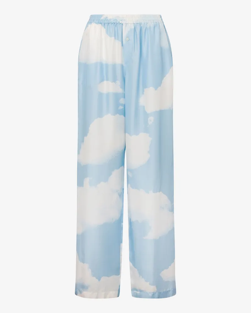 Moschino Hose aus Seidenköper Archive Clouds - Blau Blau