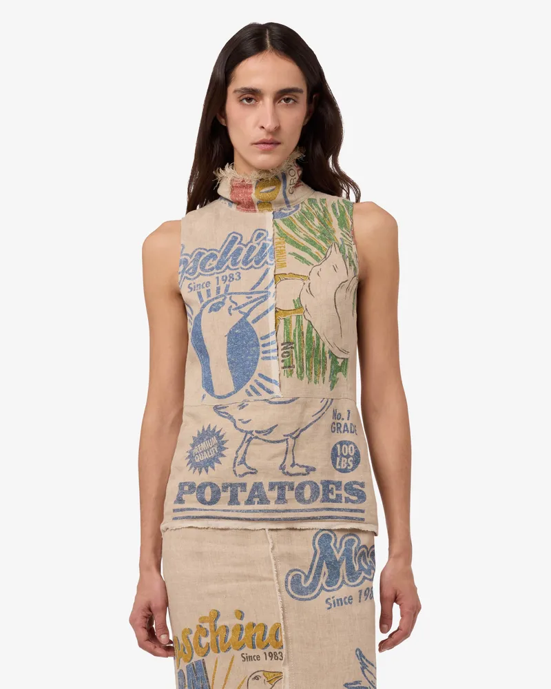 Moschino Oberteil aus Leinen und Stroh - Beige Beige