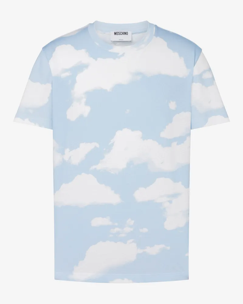 Moschino T-Shirt aus Bio-Baumwoll-Jersey Archive Clouds - Blau Blau