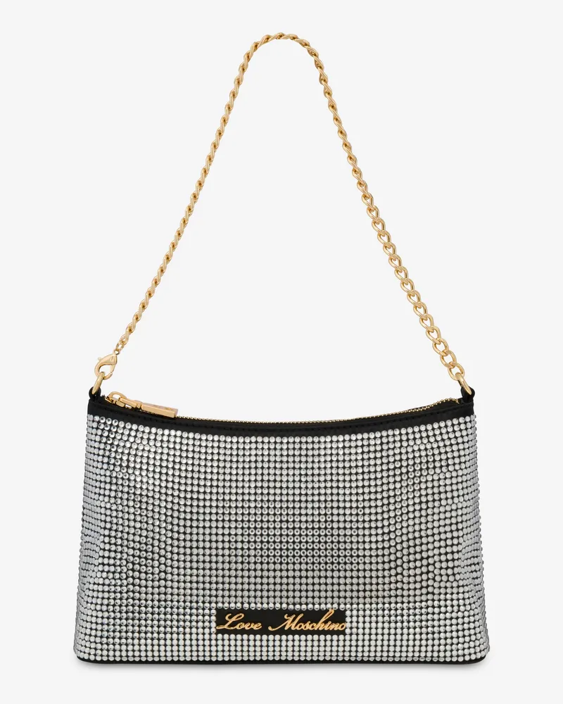 Moschino Satin verzierte Umhängetasche - Schwarz Schwarz