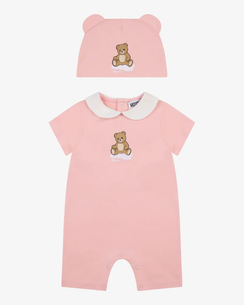 Moschino Set aus Strampler und Mütze aus Baumwolljersey Moschino Teddy Bear - Pink Pink