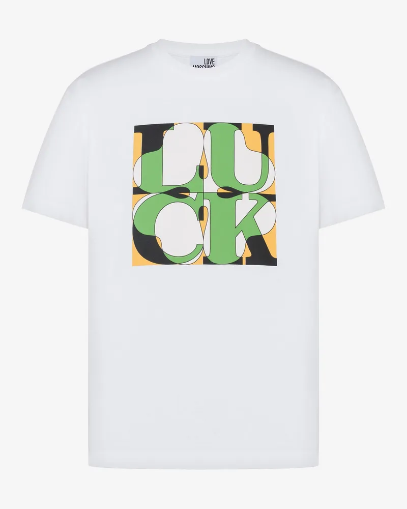 Moschino Bedrucktes T-Shirt aus Baumwolljersey - Weiß Weiß