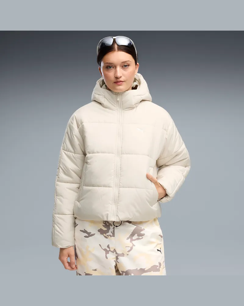 Puma Essentials Relaxed Wattierte Kapuzenjacke Damen, Kleidung, Weiß Weiß