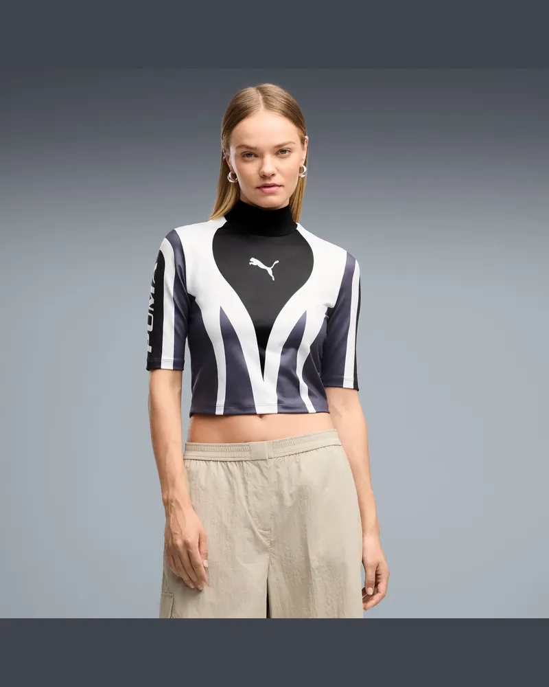 Puma FUTURE..ARCHIVE Moto Tight Top Damen, Kleidung, Schwarz Schwarz