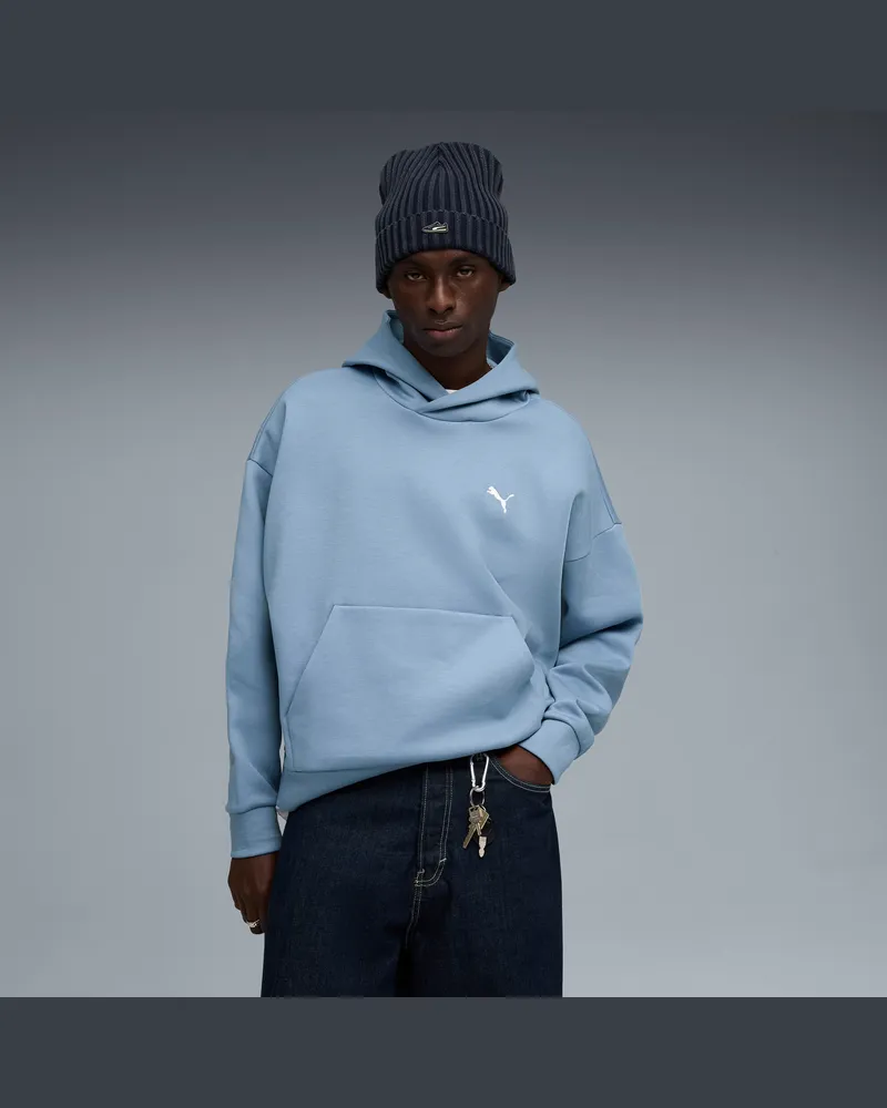 Puma WARDROBE ESS Boxy Hoodie Herren, Kleidung, Blau Blau