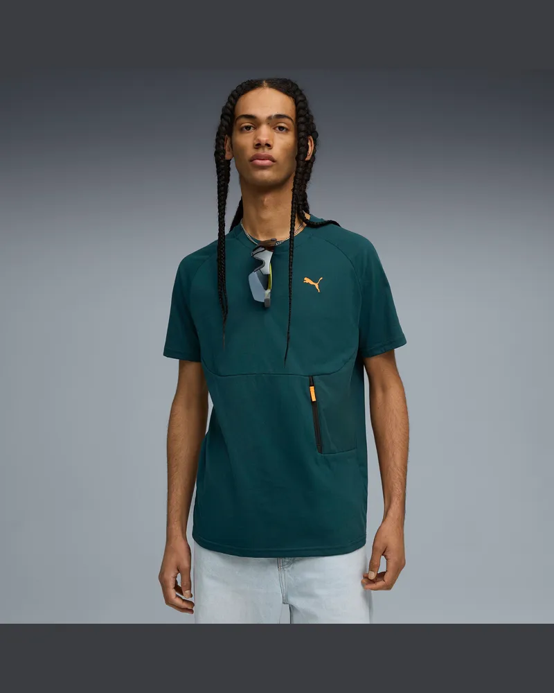Puma TECH T-Shirt mit Brusttasche Herren, Kleidung, Grün Grün