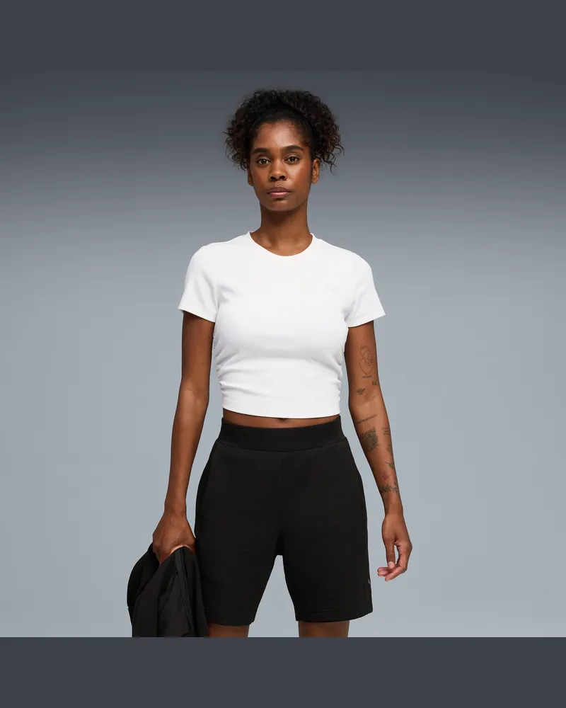 Puma CLOUDSPUN Slim Geripptes Trainings-T-Shirt Damen, Kleidung, Weiß Weiß