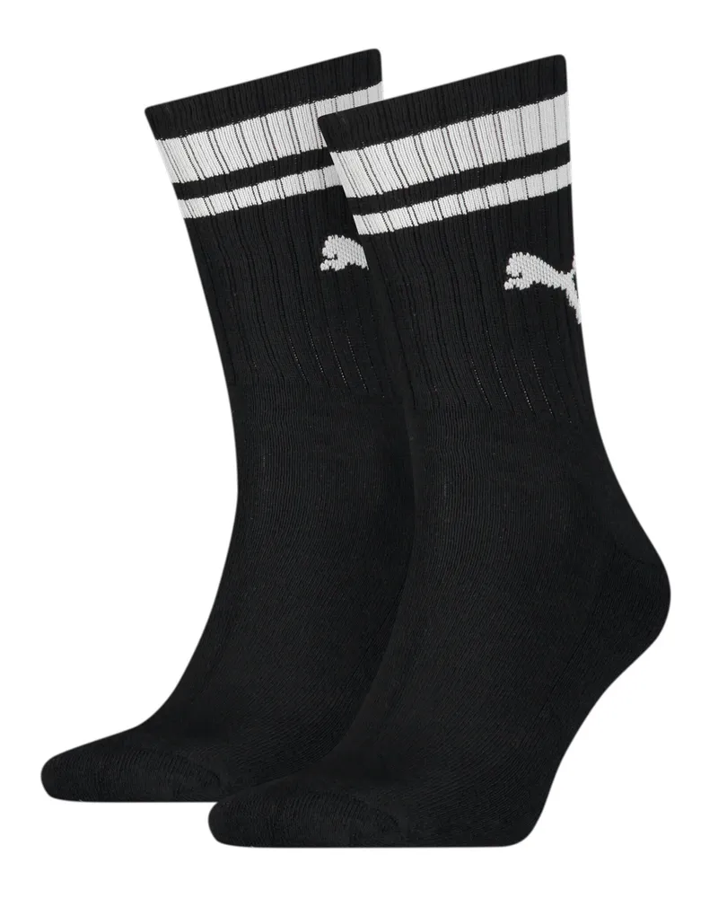 Puma Crew Heritage Stripe Socken Damen (2er-Pack), Kleidung, Schwarz Schwarz
