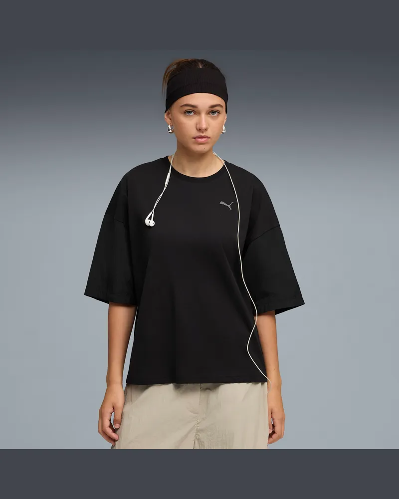 Puma HER Oversized T-Shirt Damen, Kleidung, Schwarz Schwarz