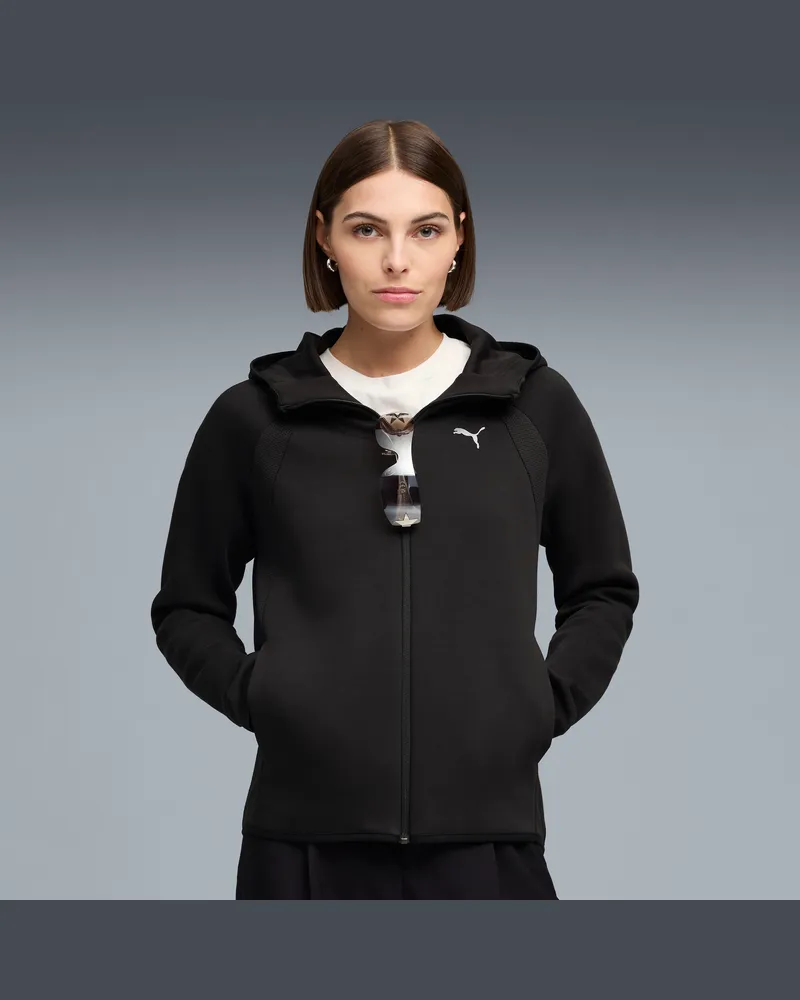 Puma EvoStripe Kapuzenjacke Damen, Kleidung, Schwarz Schwarz