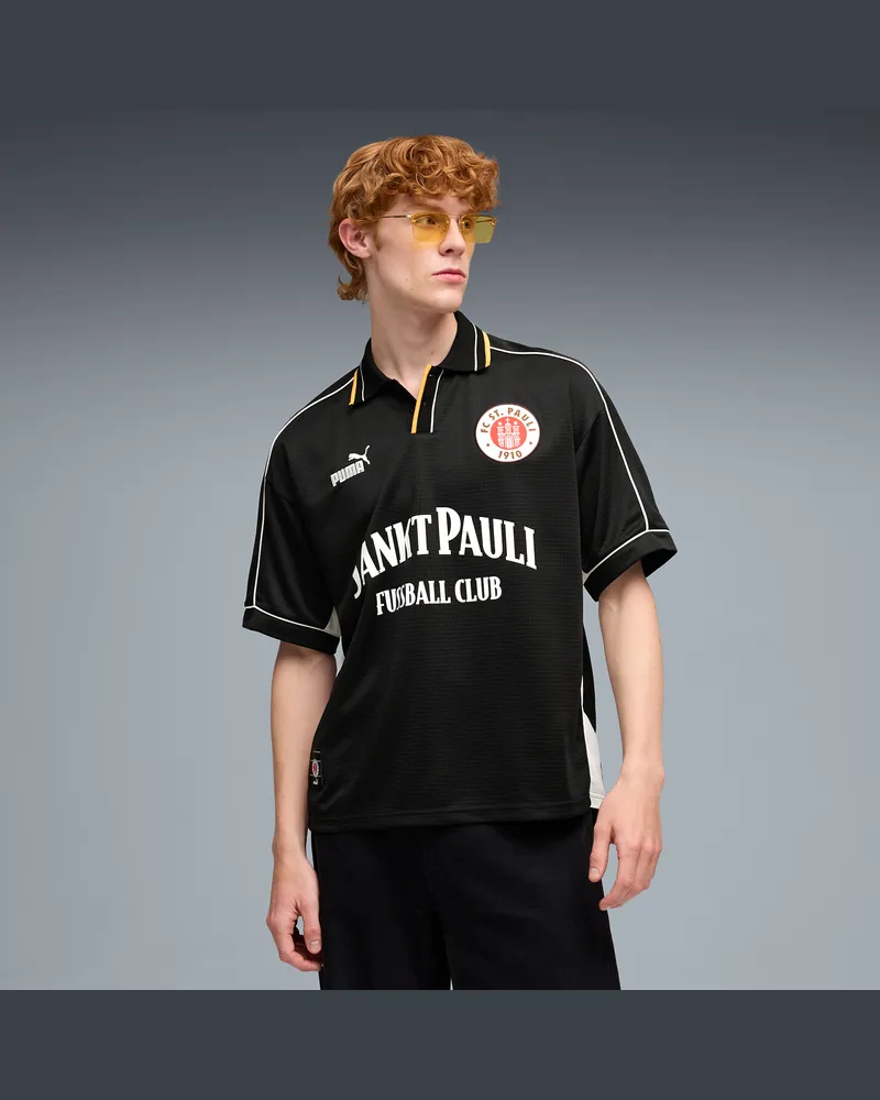 Puma FC St. Pauli Retro Fußballtrikot Herren, Kleidung, Schwarz Schwarz
