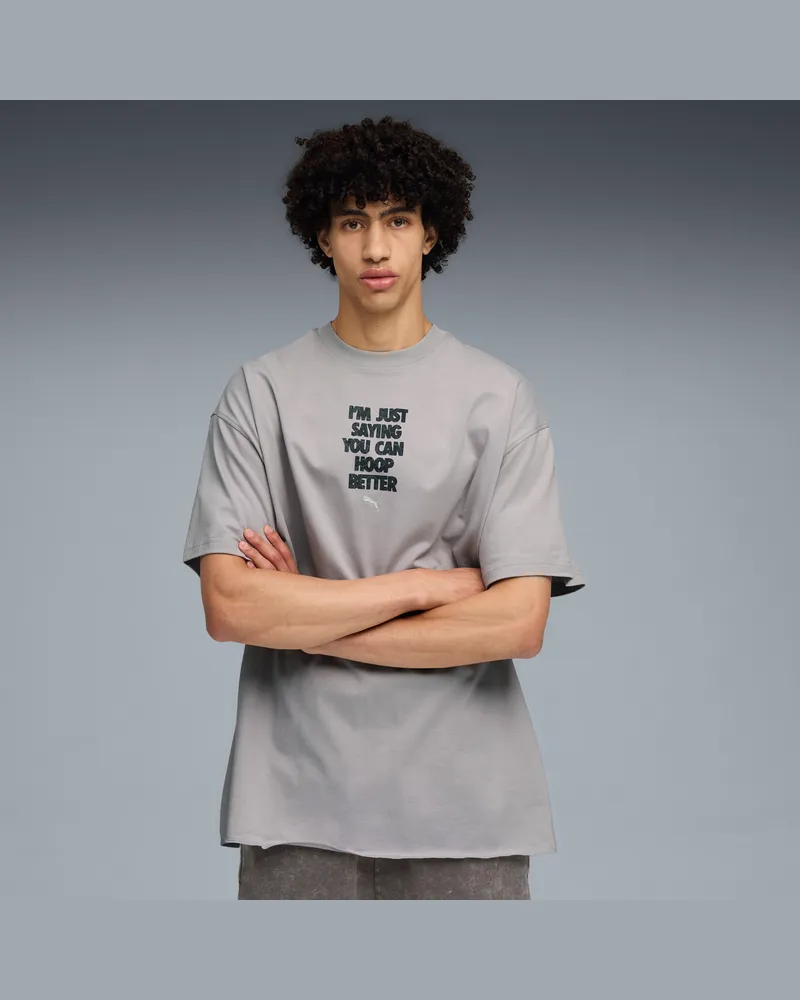 Puma Hoopocalypse Basketball-T-Shirt II Unisex, Kleidung, Grau Grau