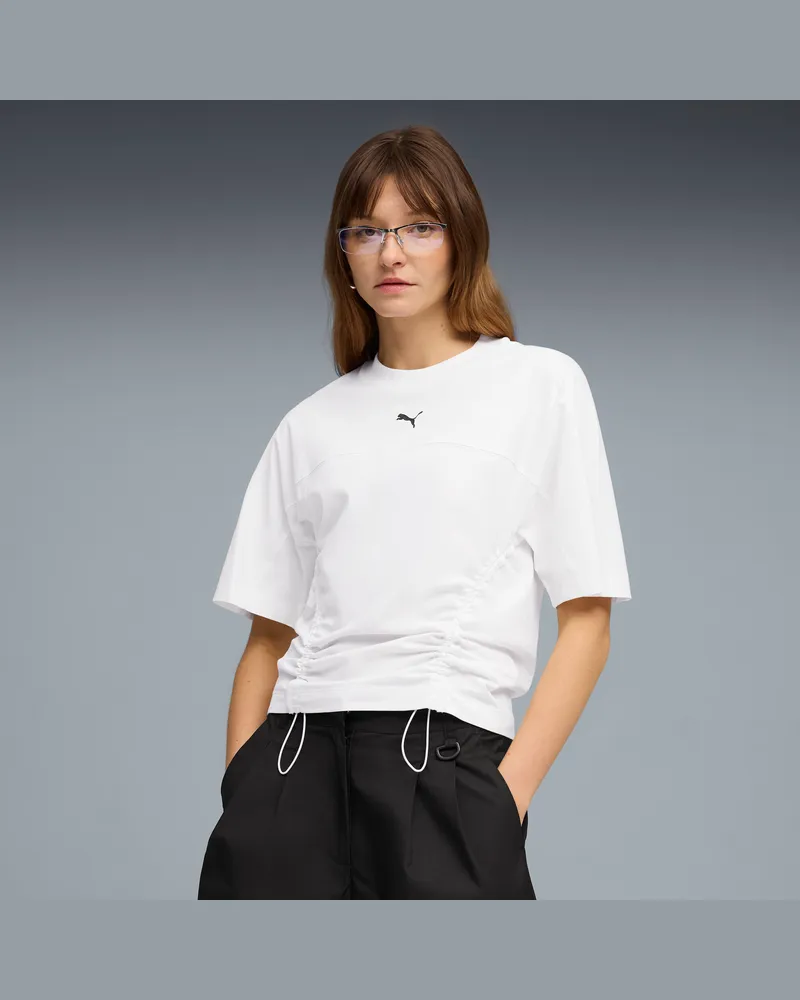 Puma Dare To Tailliertes T-Shirt Damen, Kleidung, Weiß Weiß