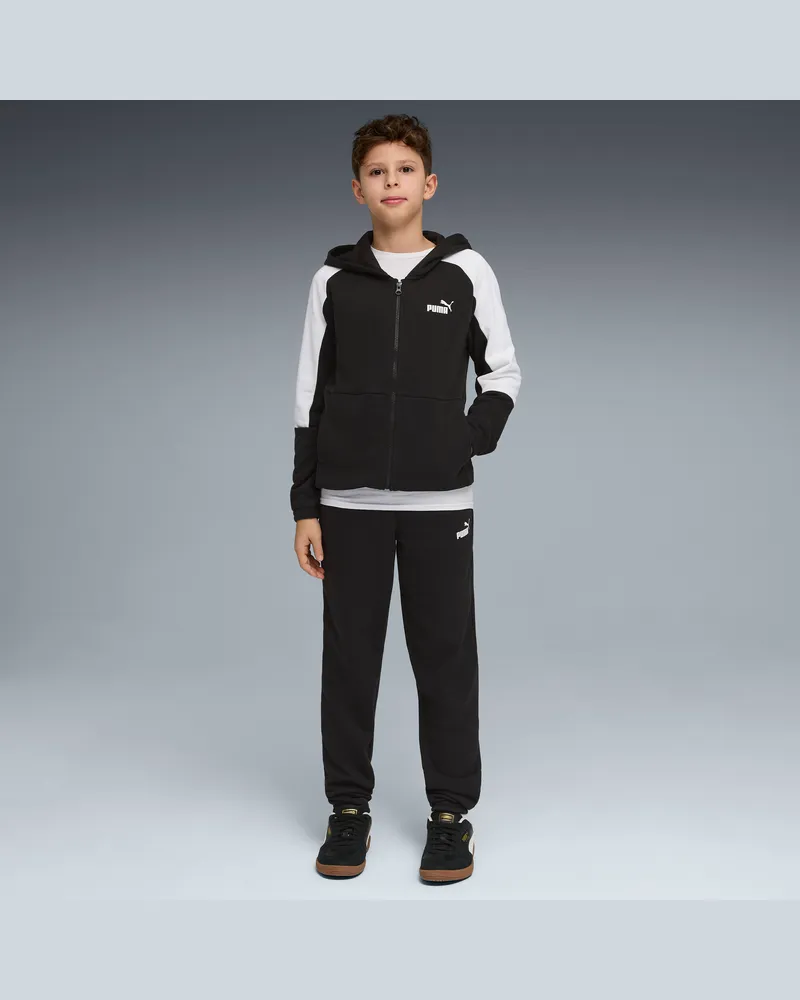 Puma Essentials Block Trainingsanzug mit Kapuze Teenager, Kleidung, Schwarz Schwarz