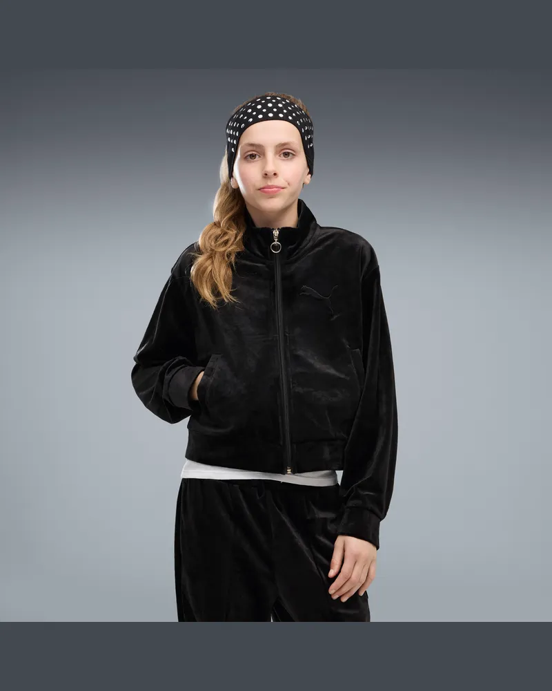 Puma Essentials Elevated Velour Trainingsjacke Teenager, Kleidung, Schwarz Schwarz