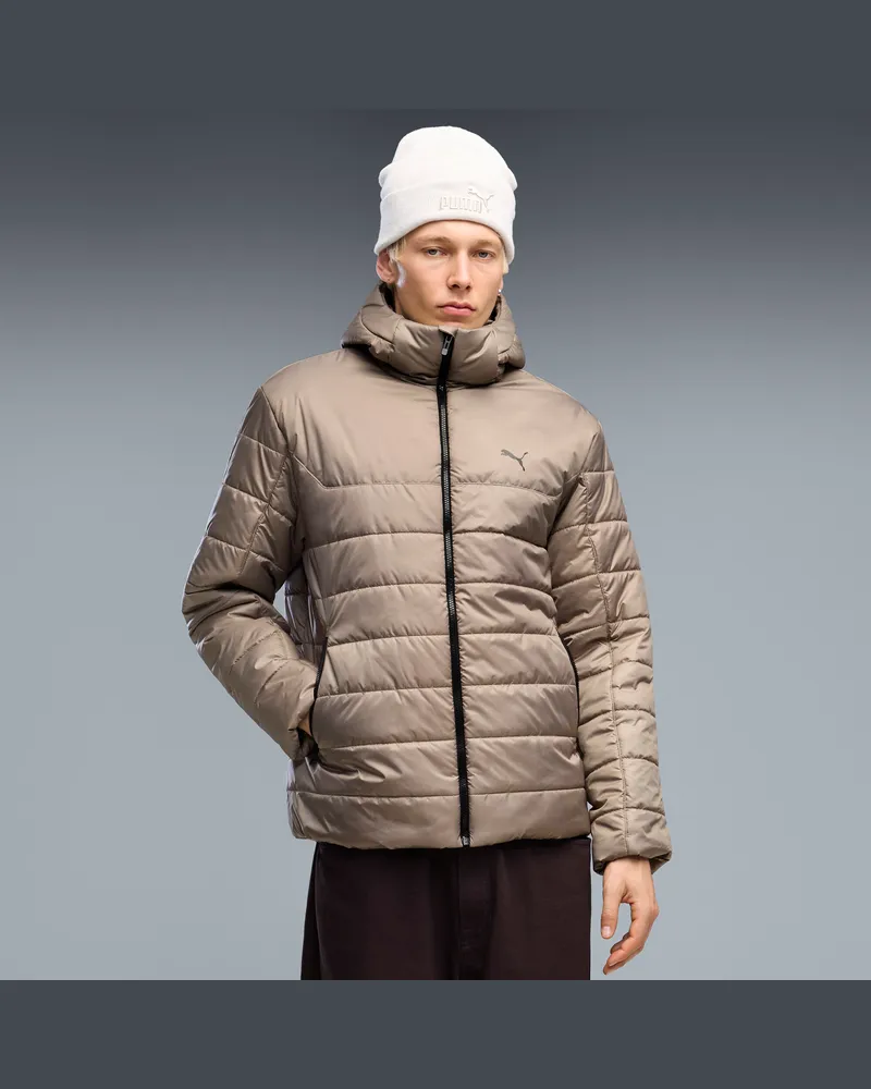 Puma Essentials Wattierte Kapuzenjacke Herren, Kleidung Beige