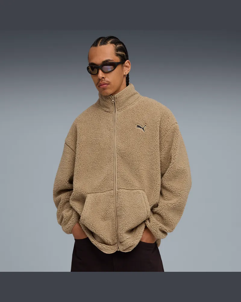 Puma Essentials Elevated Relaxed Winterized Sherpa Kapuzenjacke Herren, Kleidung Beige
