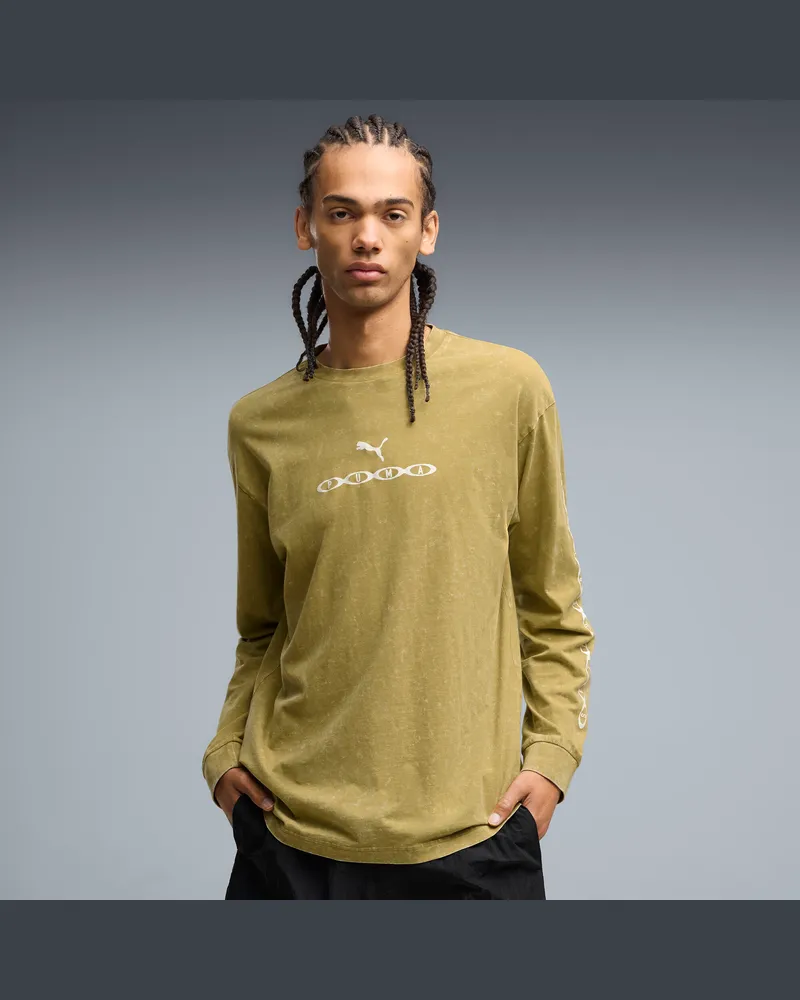 Puma Run Culture Collective Graphic Langarmshirt Herren, Kleidung, Braun Braun