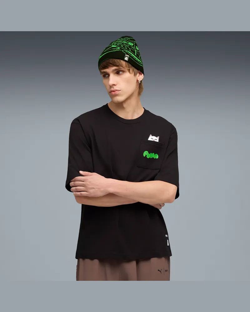 Puma x RIPNDIP Pocket T-Shirt Unisex, Kleidung, Schwarz Schwarz