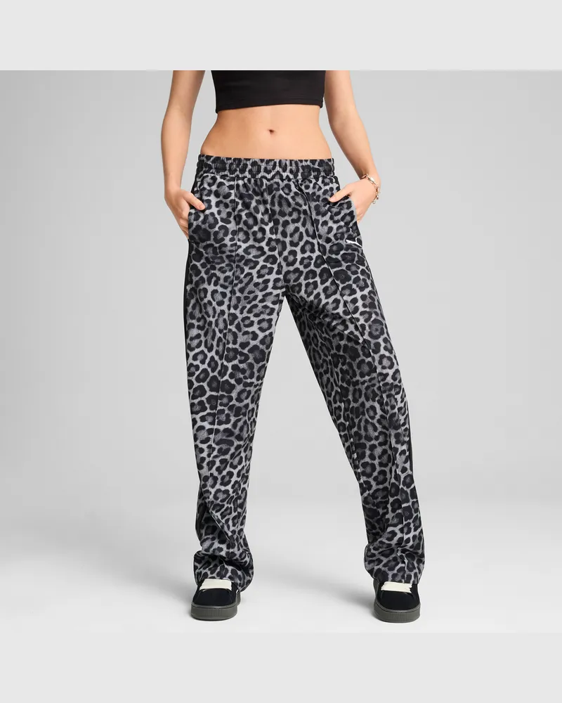 Puma T7 LEO LUXE Straight Hose mit Allover-Print Damen, Kleidung, Schwarz Schwarz