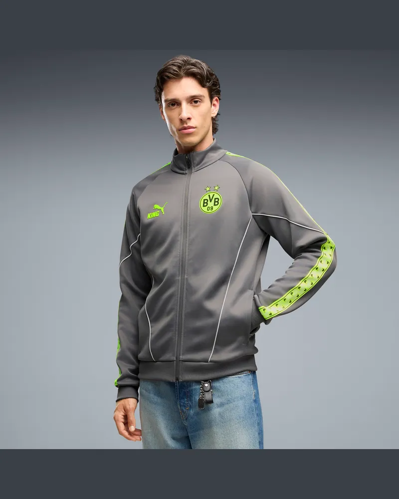 Puma Borussia Dortmund KING Anthem Jacke mit Reißverschluss Herren, Kleidung, Grau Grau