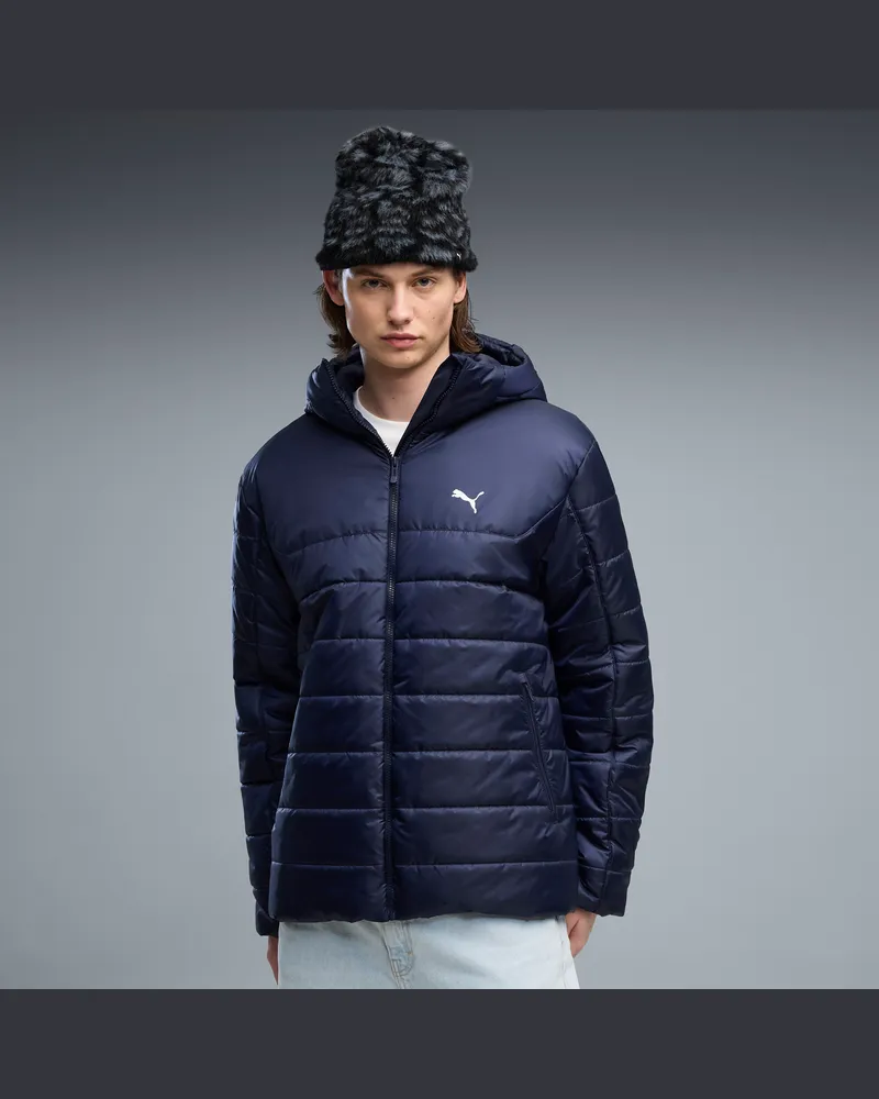 Puma Essentials Wattierte Kapuzenjacke Herren, Kleidung, Blau Blau