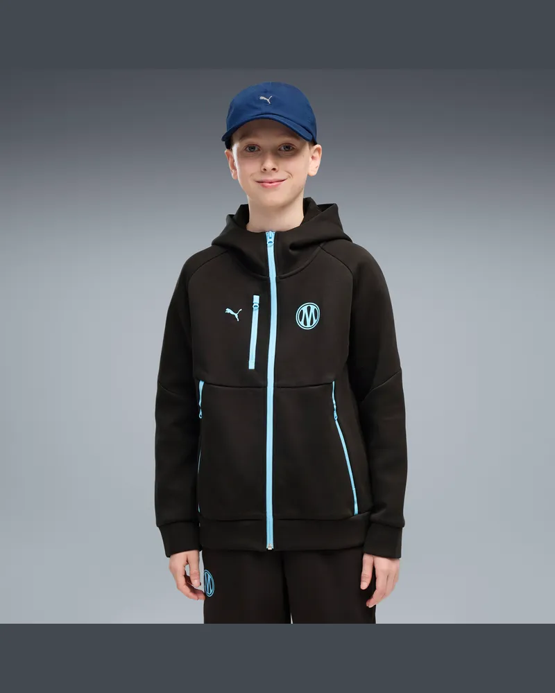 Puma Olympique de Marseille TECH Kapuzenjacke Teenager, Kleidung, Schwarz Schwarz