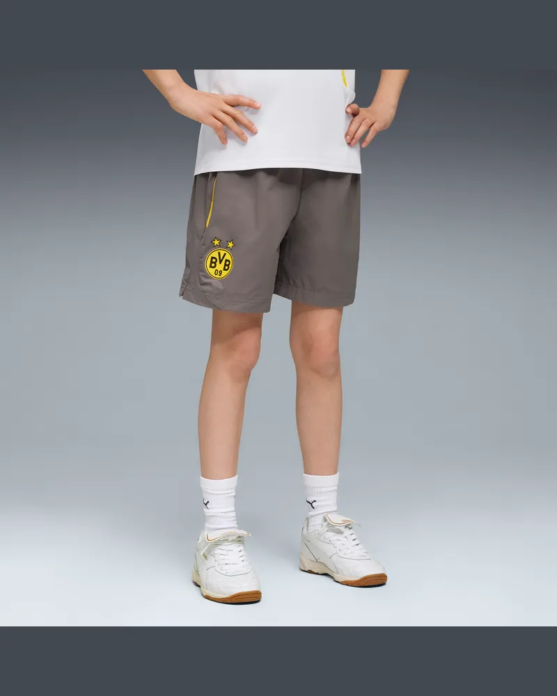 Puma Borussia Dortmund TECH Relaxed Shorts Teenager, Kleidung, Grau Grau