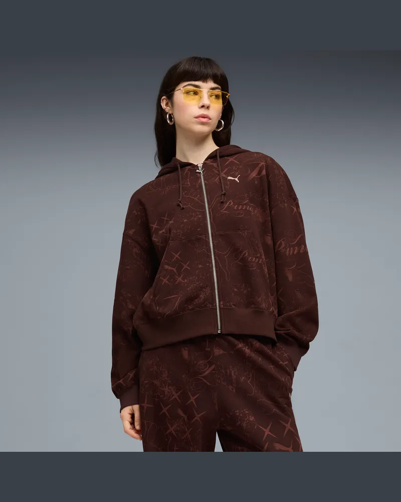 Puma Street Glam Oversized Kapuzenjacke Damen, Kleidung, Braun Braun