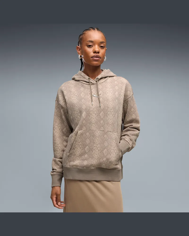 Puma Snake Pack Bedruckter Hoodie Damen, Kleidung Beige