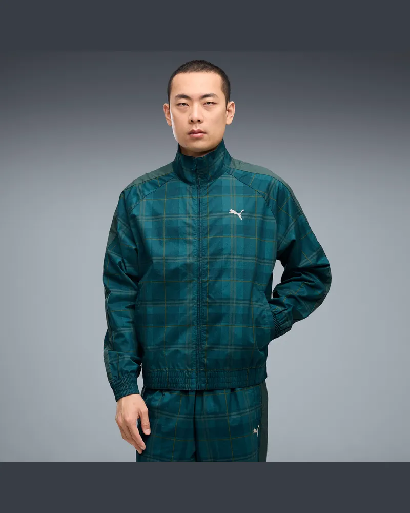Puma tT7 Relaxed Tartan Trainingsjacke Herren, Kleidung, Blau Blau