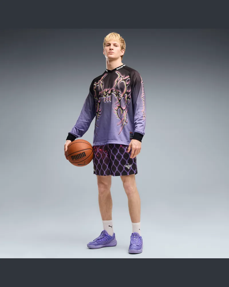 Puma Melo Asteriks Mesh Bedruckte 7" Basketballshorts Herren, Accessoires, Lila Lila