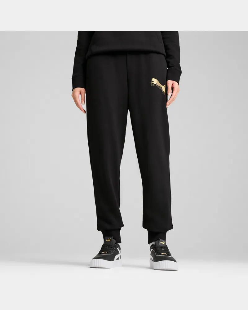 Puma ESS Metallisch Jogginghose Damen, Kleidung, Schwarz Schwarz