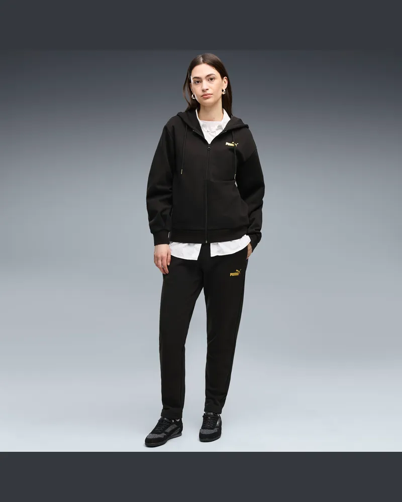 Puma Metallisch Trainingsanzug mit Kapuze Damen, Kleidung, Schwarz Schwarz