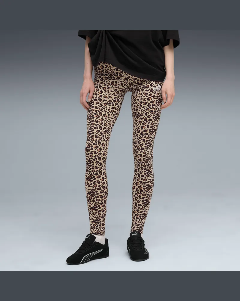 Puma Essentials Leggings mit Animal-Print Damen, Kleidung Beige