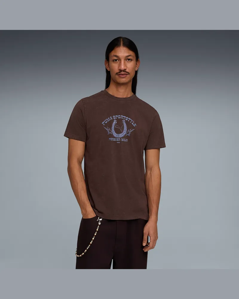 Puma Graphic Retro Washed T-Shirt Herren, Kleidung, Braun Braun