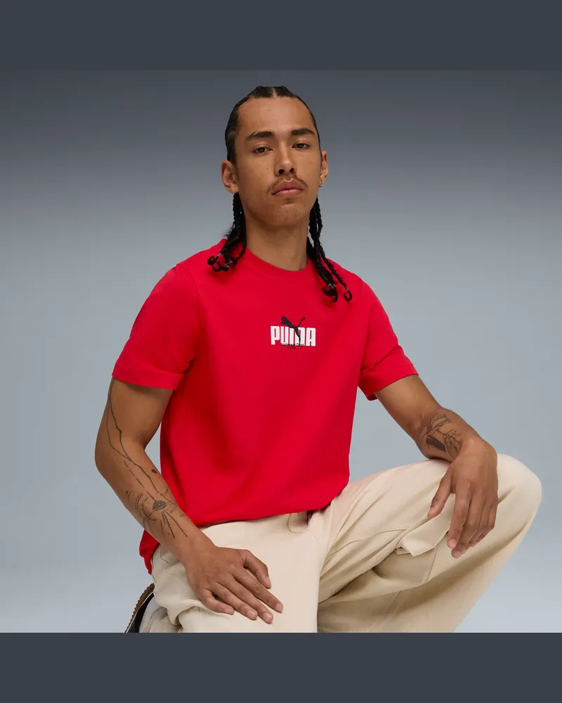 Puma Graphic  Wording T-Shirt Herren, Kleidung, Rot Rot