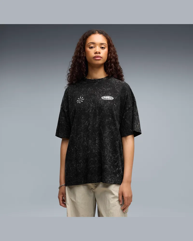 Puma FUTURE..ARCHIVE Washed Oversized Graphic T-Shirt Damen, Kleidung, Schwarz Schwarz